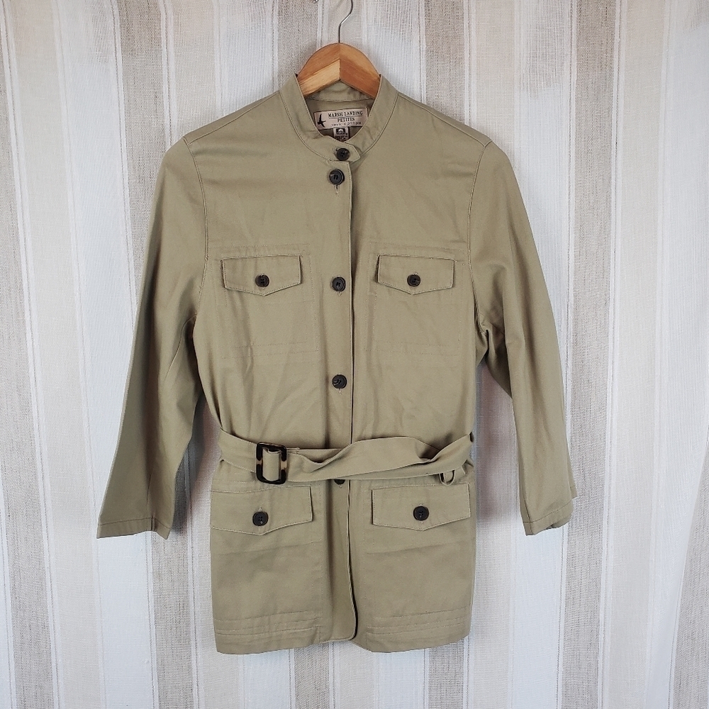 Vintage Marsh Landing Canvas Chore Coat Tan Size Medium Petite